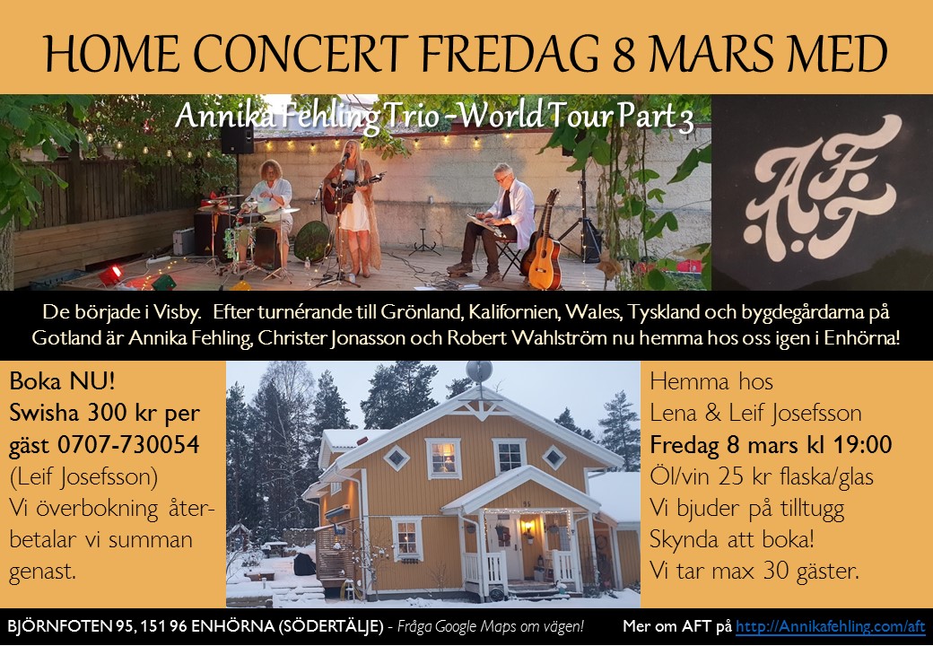 Affisch: AFT – Annika Fehling Trio, 8 mars 2019